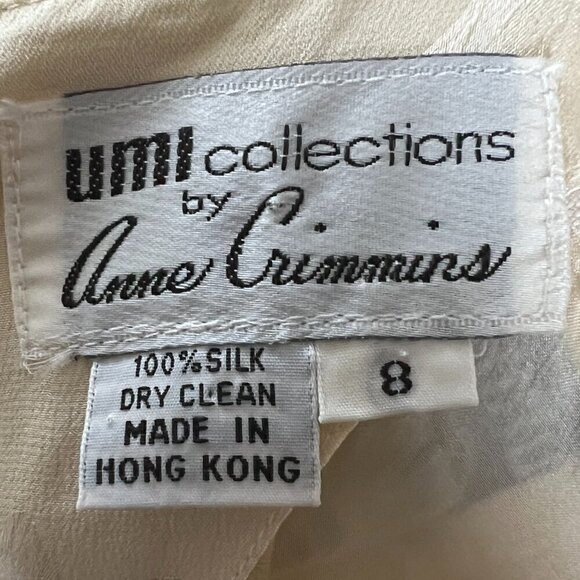 Vintage Umi Collections by Anne Crimmins 100% Silk Cream Dress & Jacket Size 8 - Picture 3 of 14